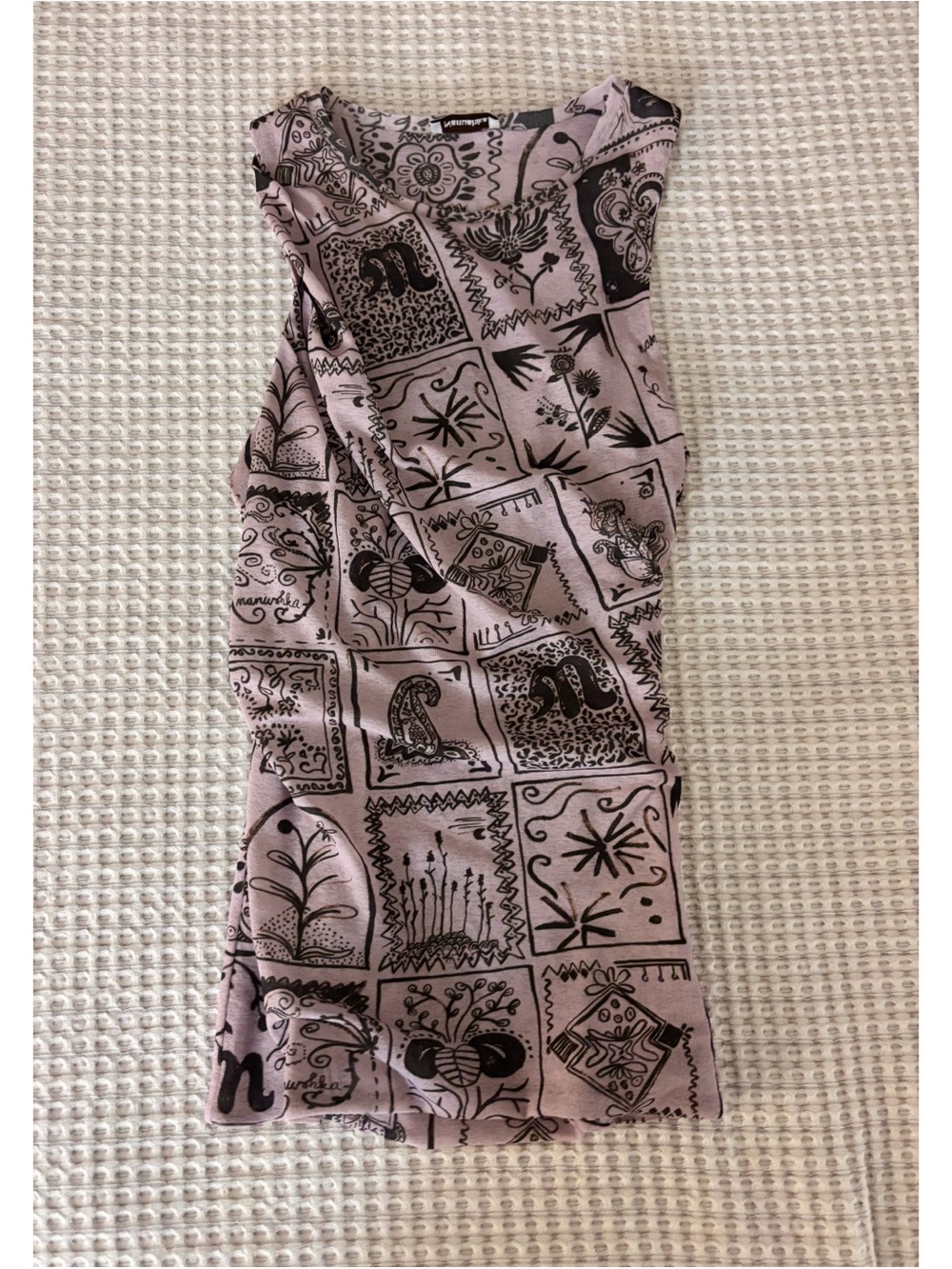 Nanushka Pink Printed Square-Panel Tank Top